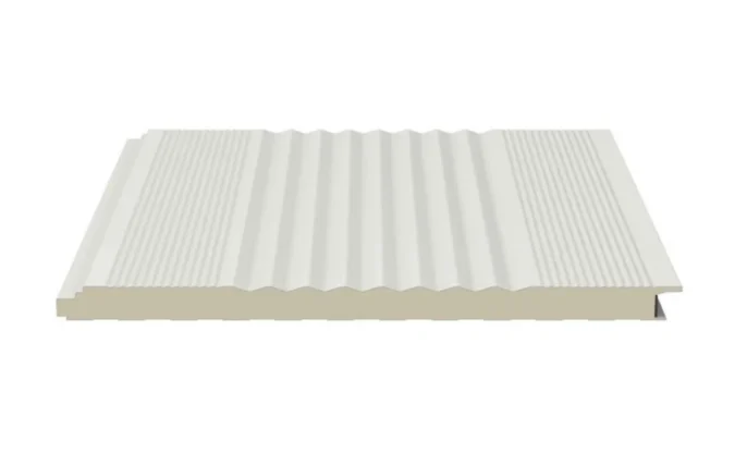 Panneau de bardage isoparete plus 2 en polyuréthane, avec finition micro-profilée et système de fixation caché ISOSELL