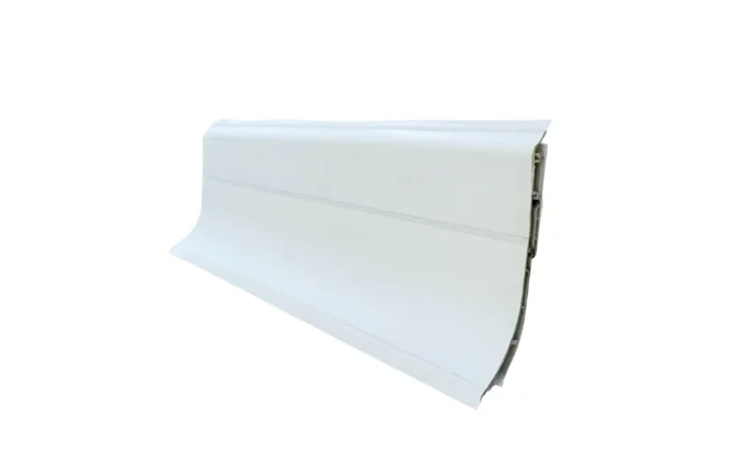 Plinthe PVC à lèvres souples à gorge avec vue du profil et du système de fixation mécanique - ISOSELL
