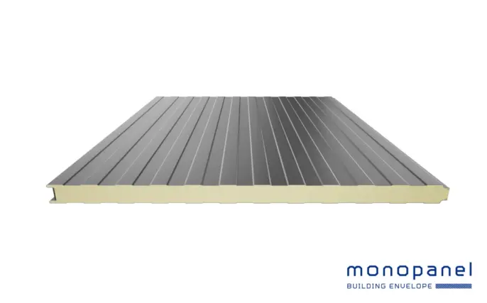Panneau sandwich de bardage Monowall 1150 Monopanel nervuré. Revêtement acier pour bâtiments agricoles et industriels. Distribué par ISOSELL sur isosell-pro.com.
