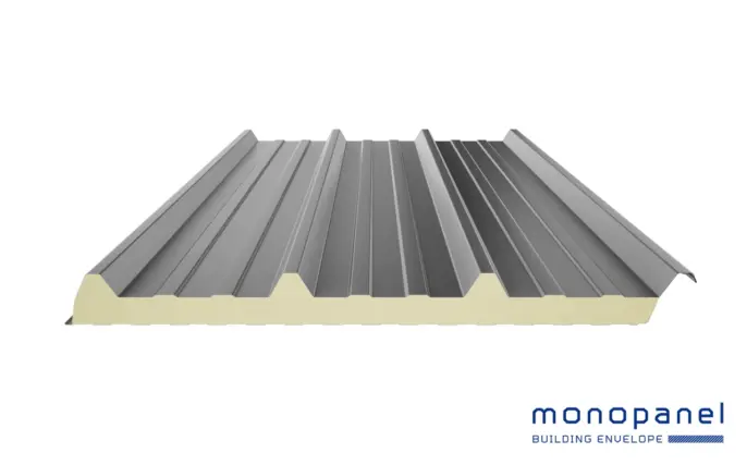 Panneau sandwich de toiture agricole Glamet 3.45 Monopanel – finition trapézoïdale acier – disponible chez ISOSELL sur isosell-pro.com