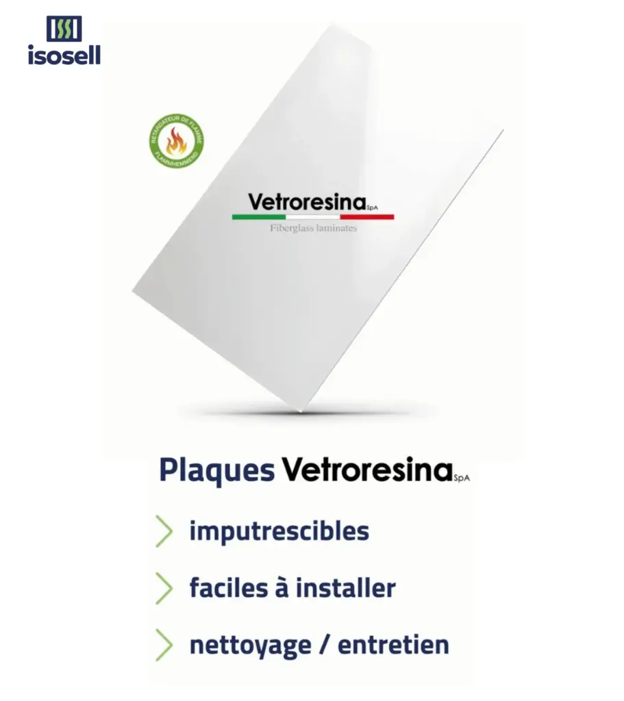 Plaques en peau polyester renforcées en fibres de verre avec une finition gelcoat Vetroresina - ISOSELL