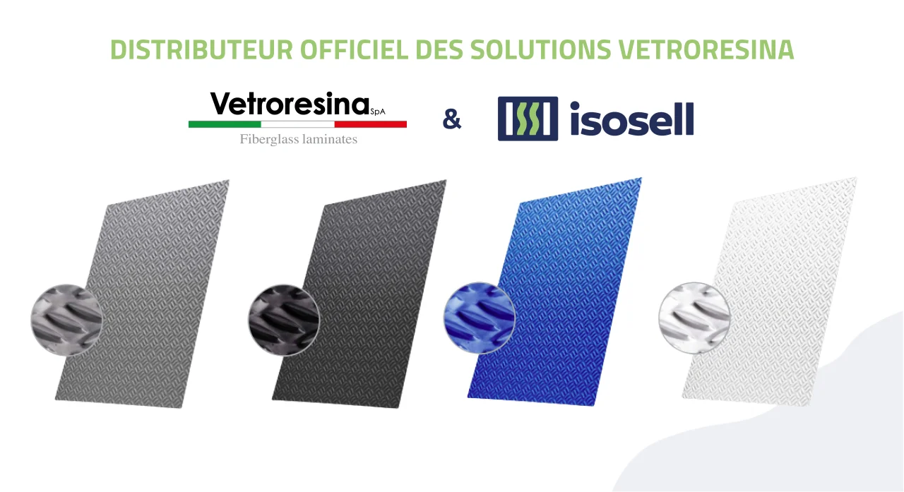 Gamme de plaques antidérapantes Vetroresina antidérpant impérméable et lavable présentée par ISOSELL, distributeur officiel